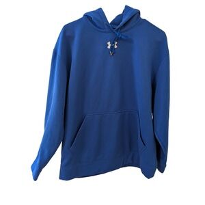 Under Armour Mens Loose Fit Fleece Hoodie Royal Blue Logo MD M 1210901